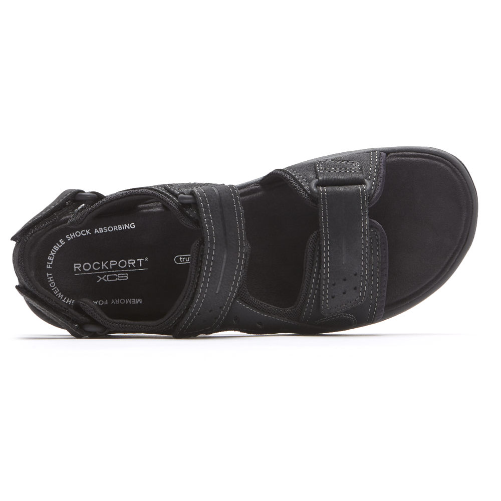 Sandalias Rockport Hombre Mexico - Trail Technique Adjustable Velcro Negros - ZKSVO1843